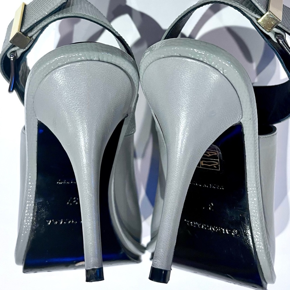 Balenciaga ‘Glove’ Gray Leather Slingback Heels Sandals US 7 - Picture 5 of 7